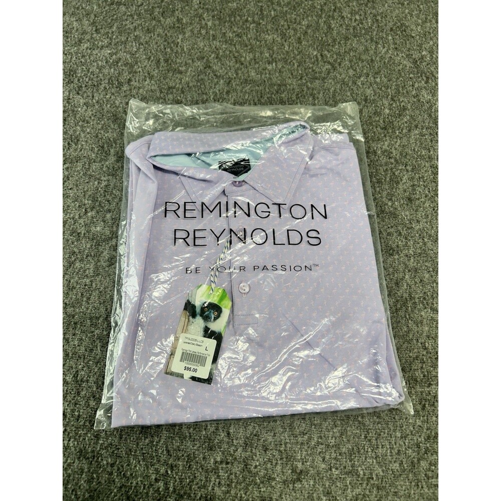 Remington Reynolds Men's Large Flamingo Allover Stretch Polo Shirt Short Sleeve